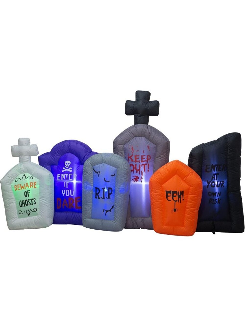 7.5 Foot Long Halloween Inflatable Tombstones Haunted House Prop LED Lights Deco